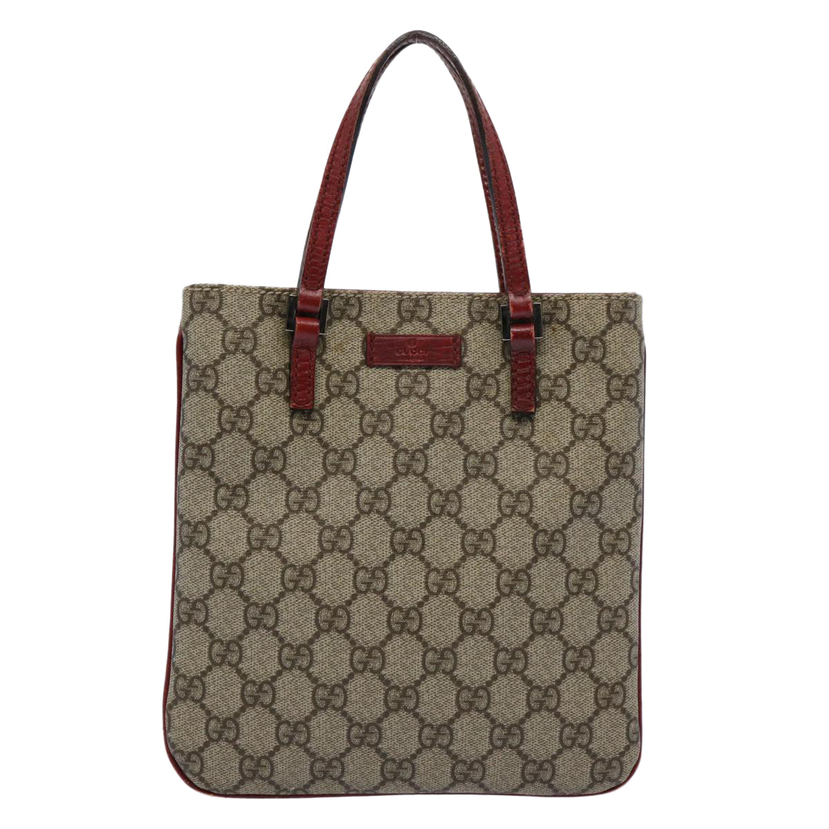 GUCCI GG Canvas Hand Bag PVC Beige Red 114600 yk9846