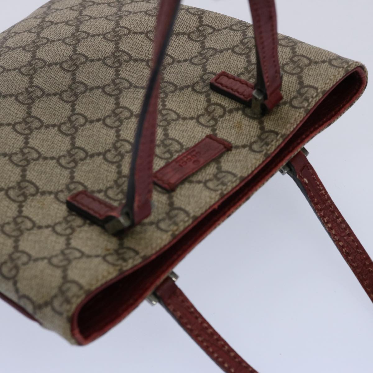 GUCCI GG Canvas Hand Bag PVC Beige Red 114600 yk9846