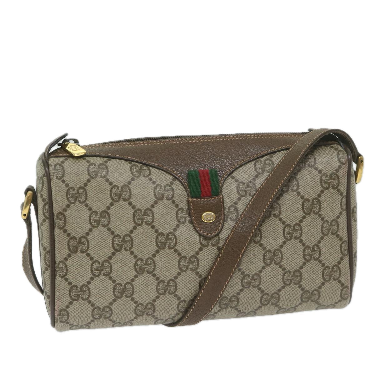 GUCCI GG Supreme Web Sherry Line Shoulder Bag Beige Red 89 02 018 yk9859