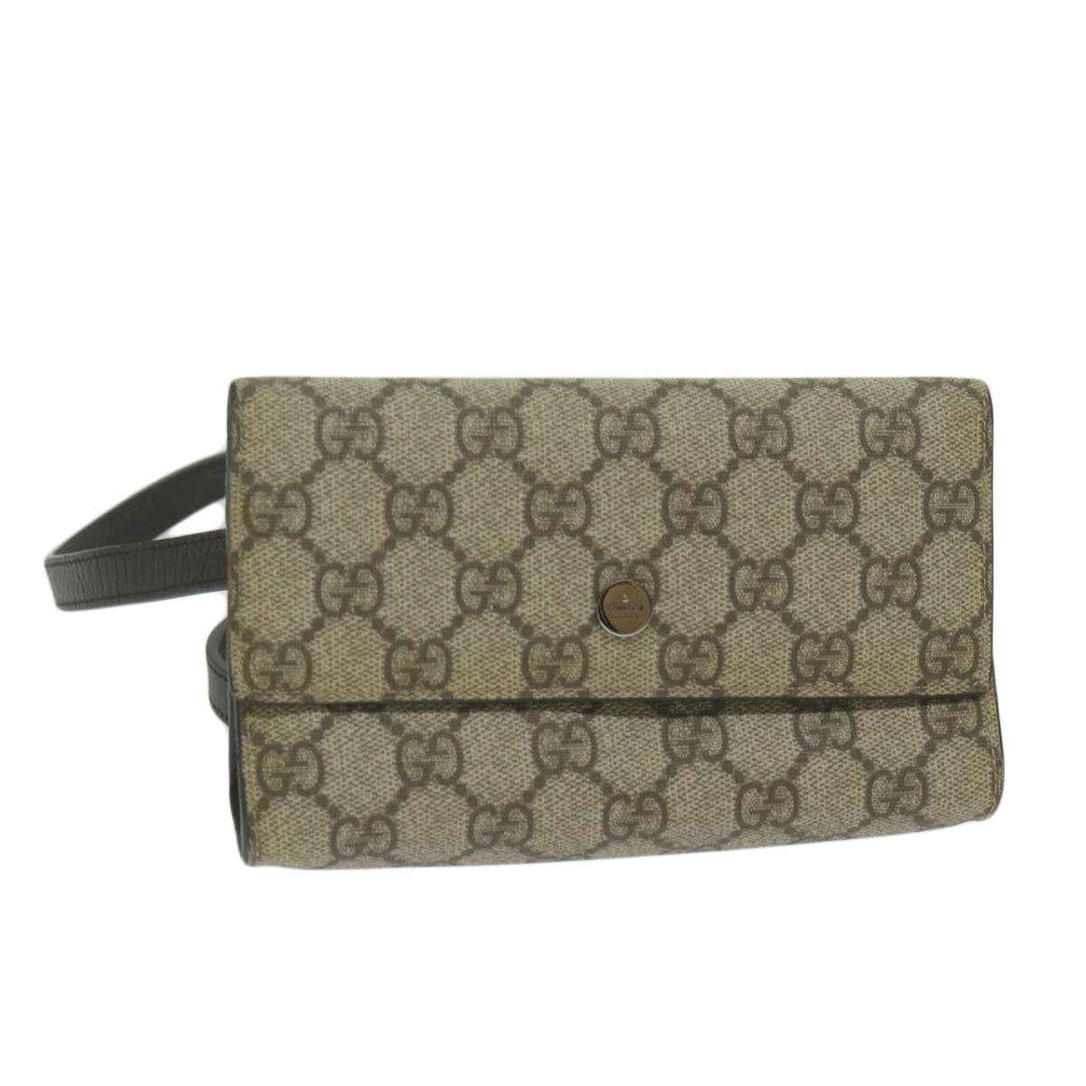GUCCI GG Supreme Waist bag PVC Leather Beige 137376 yk9875