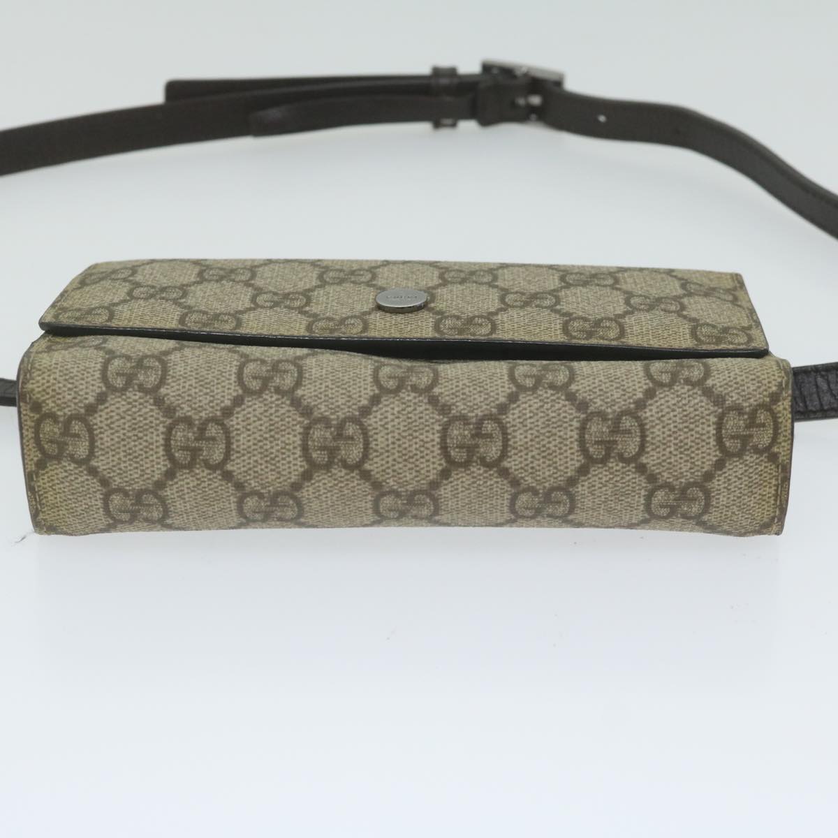GUCCI GG Supreme Waist bag PVC Leather Beige 137376 yk9875