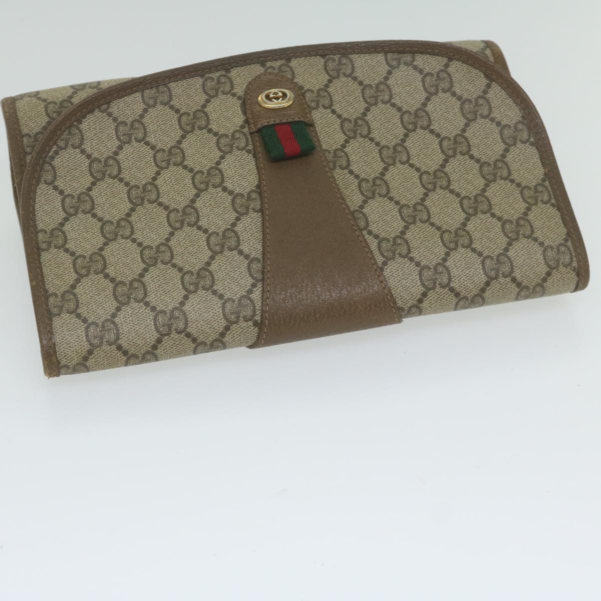 GUCCI GG Supreme Web Sherry Line Clutch Bag Beige Red 89 01 030 yk9877