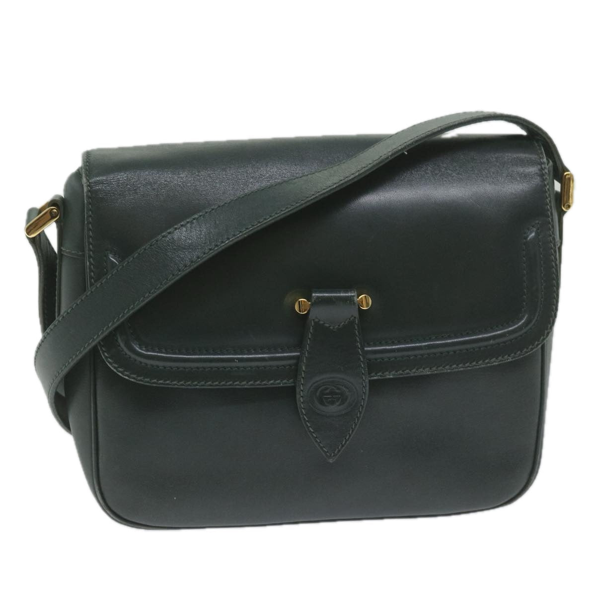 GUCCI Interlocking Shoulder Bag Leather Green 007 256 0084 yk9878