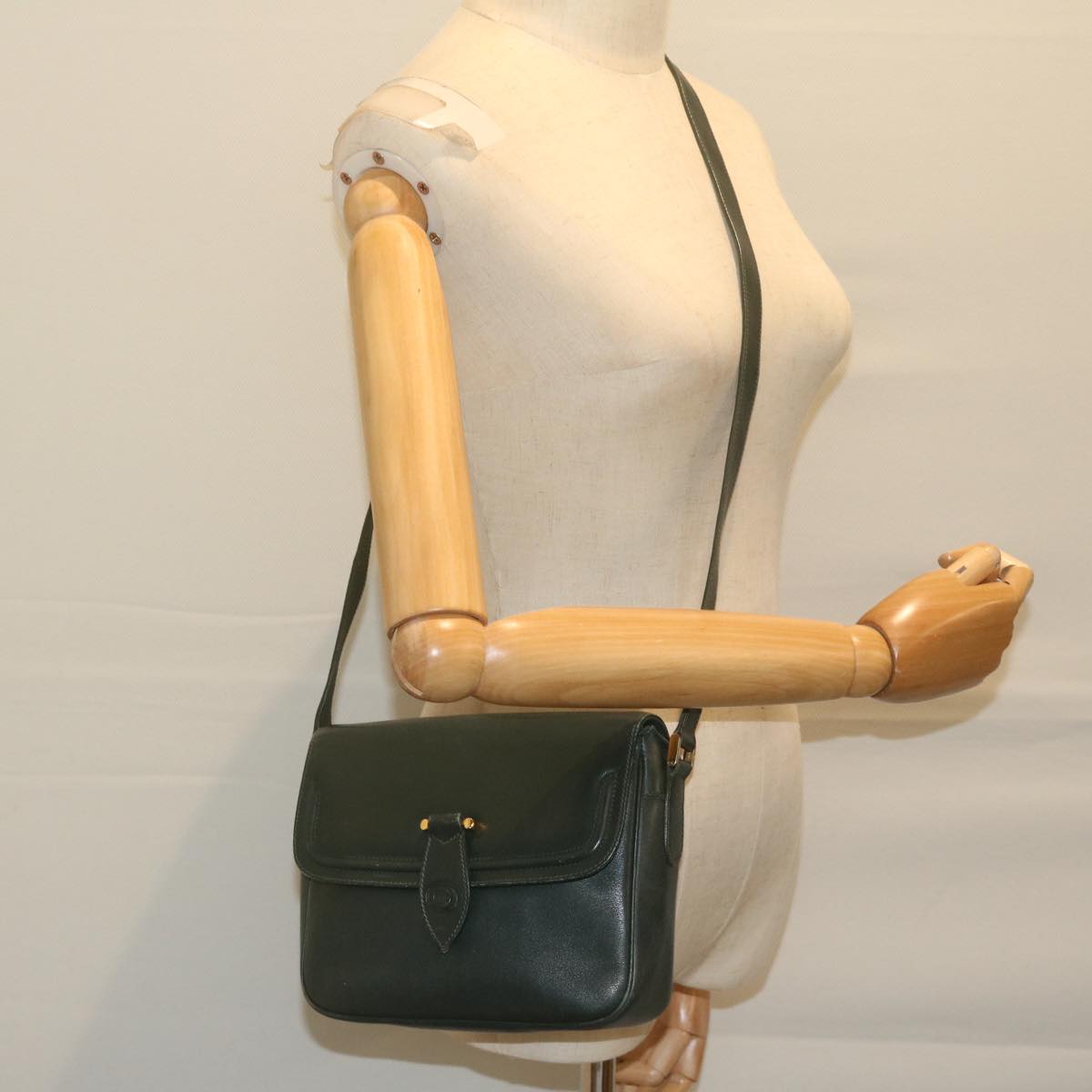 GUCCI Interlocking Shoulder Bag Leather Green 007 256 0084 yk9878
