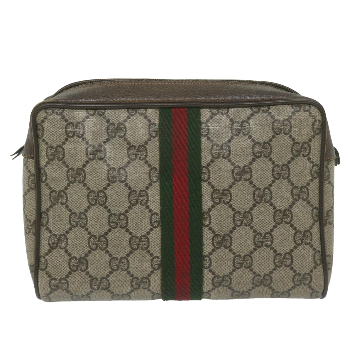 GUCCI GG Supreme Web Sherry Line Clutch Bag Beige Red 84 01 012 yk9904