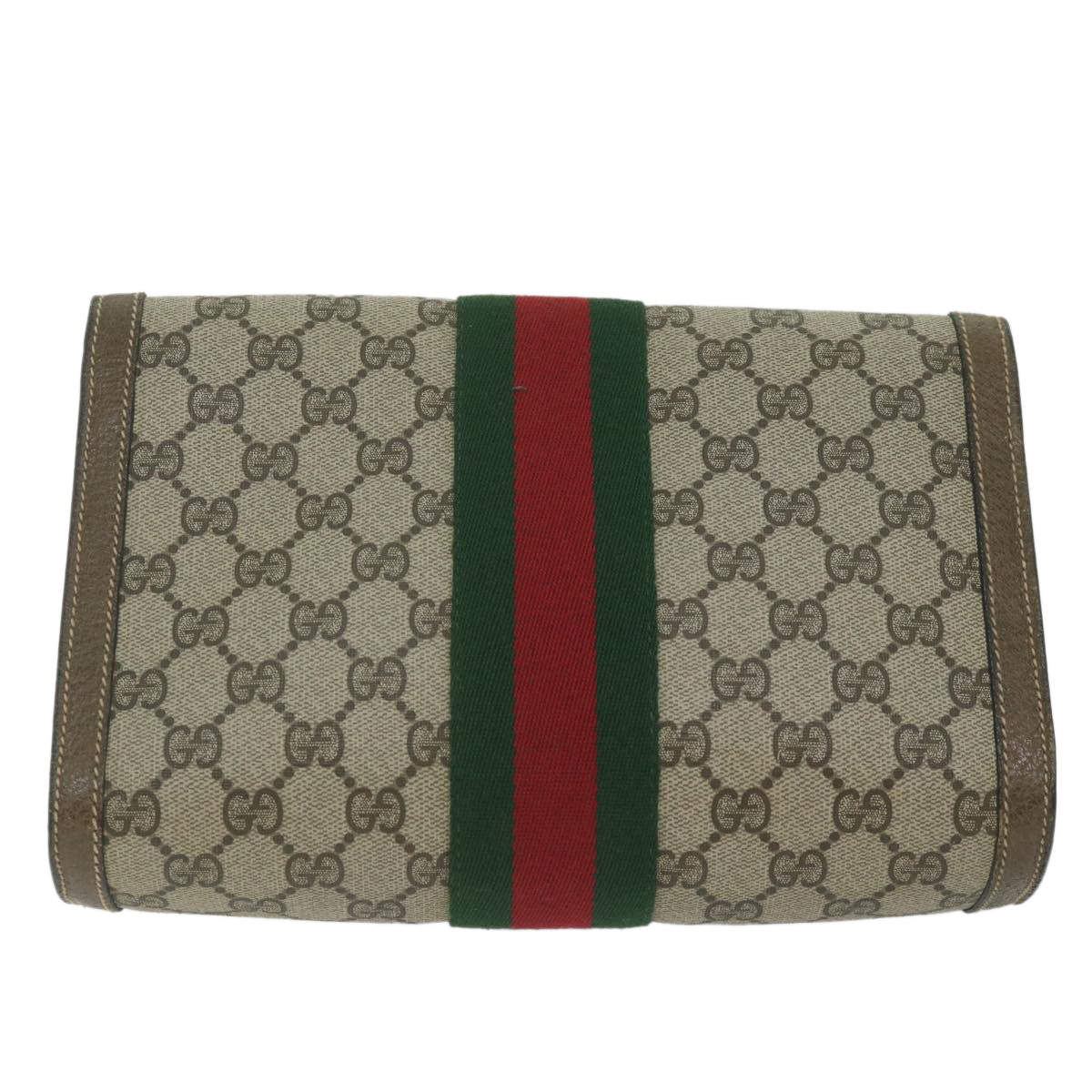 GUCCI GG Supreme Web Sherry Line Clutch Bag Beige Red 89 01 006 yk9906