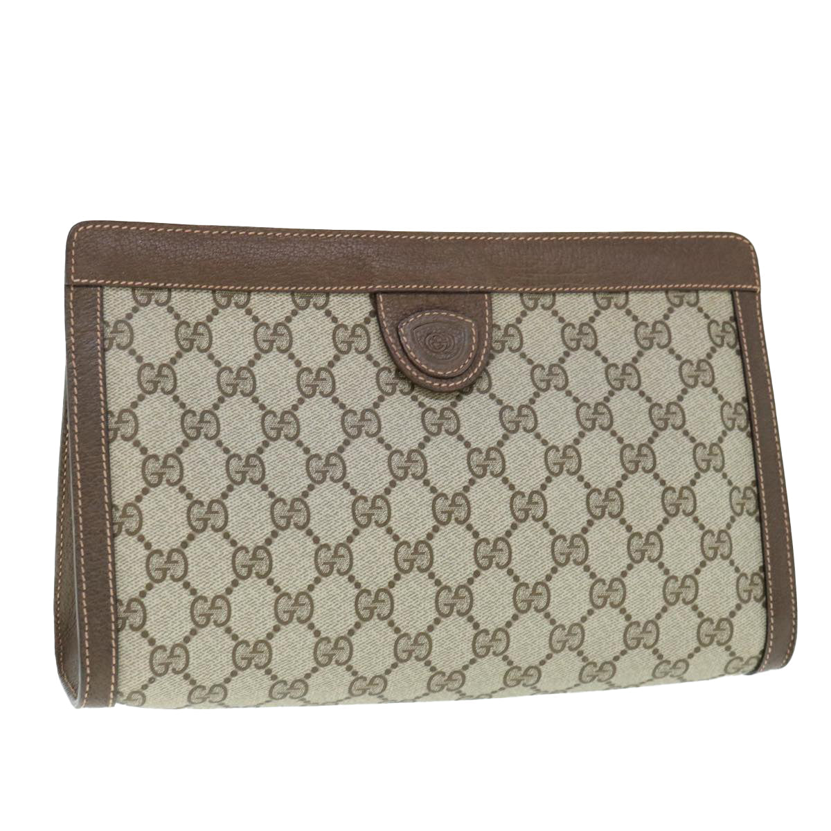 GUCCI GG Supreme Clutch Bag PVC Leather Beige 014 123 yk9907