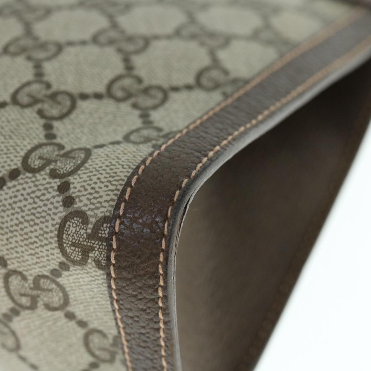GUCCI GG Supreme Clutch Bag PVC Leather Beige 014 123 yk9907