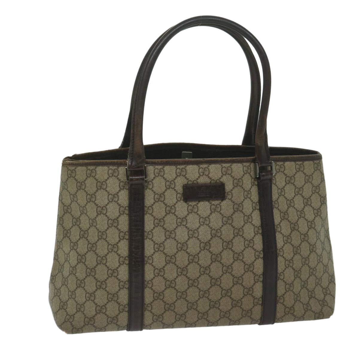 GUCCI GG Supreme Tote Bag PVC Leather Beige 114595 yk9909