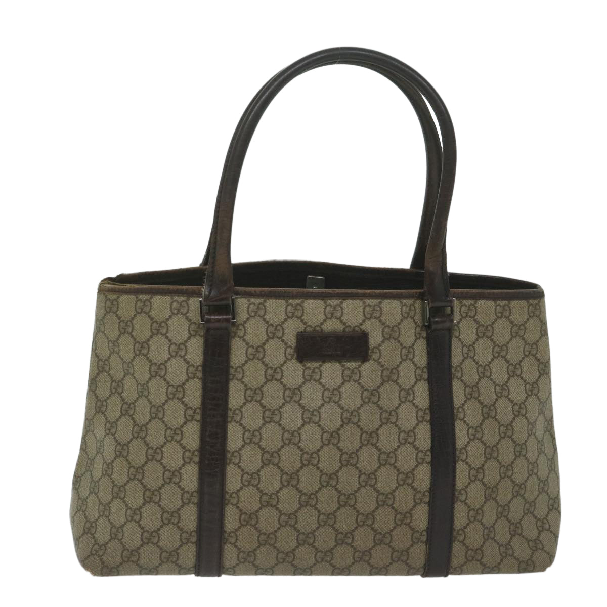 GUCCI GG Supreme Tote Bag PVC Leather Beige 114595 yk9909