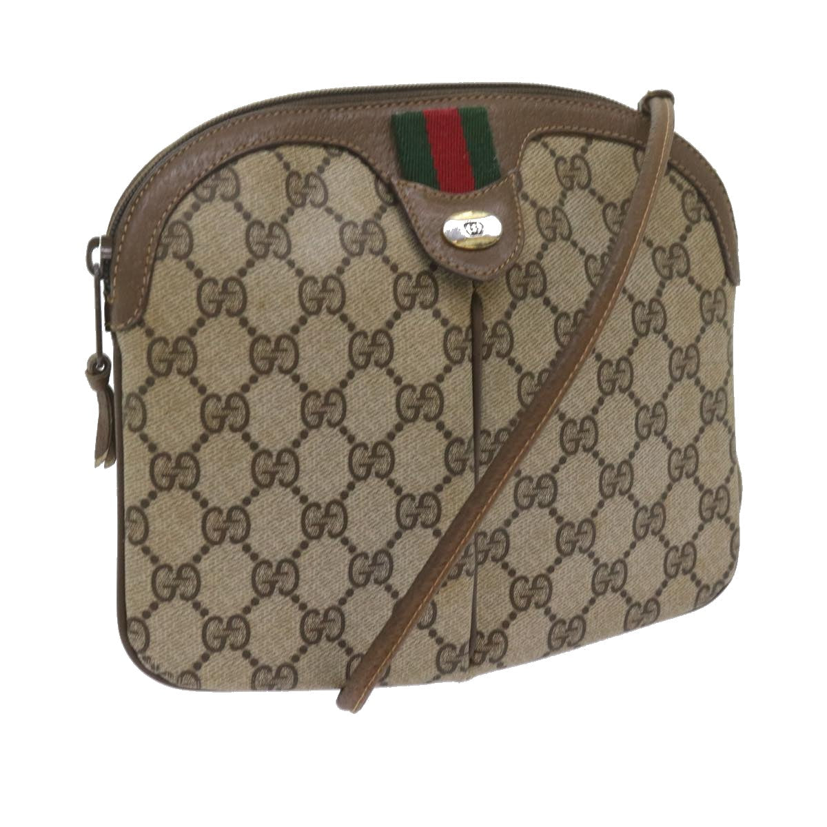 GUCCI GG Supreme Web Sherry Line Shoulder Bag Beige Red 904 02 047 yk9915