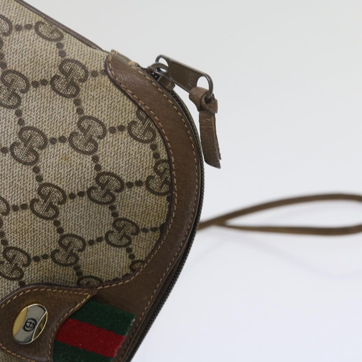 GUCCI GG Supreme Web Sherry Line Shoulder Bag Beige Red 904 02 047 yk9915