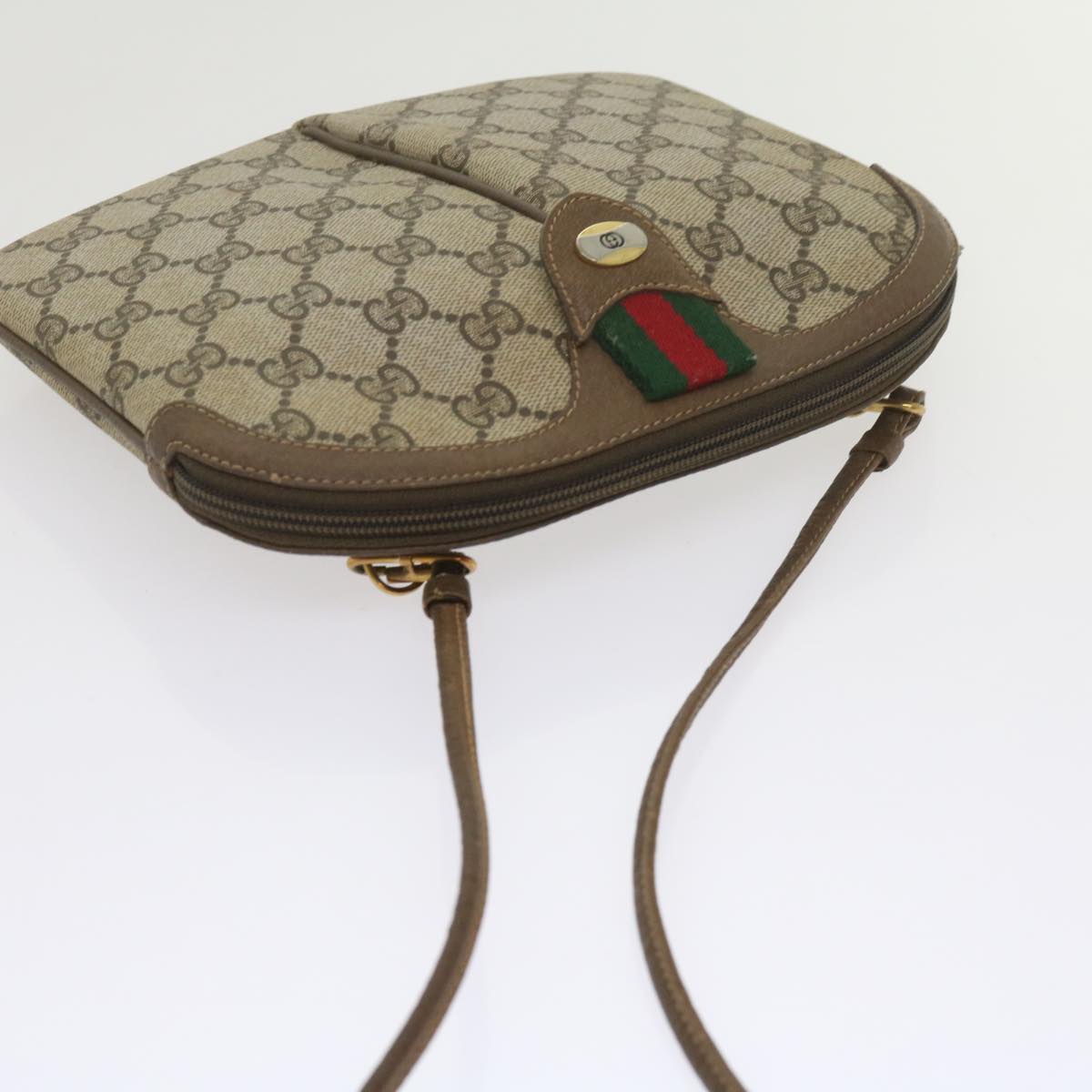 GUCCI GG Supreme Web Sherry Line Shoulder Bag Beige Red 904 02 047 yk9915