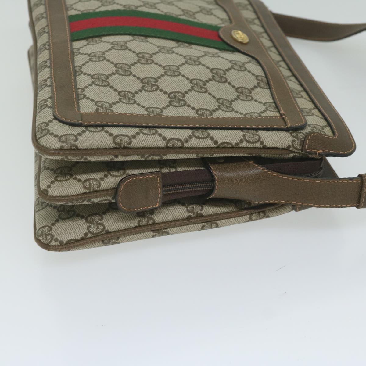GUCCI GG Supreme Web Sherry Line Shoulder Bag Beige Red 010 378 yk9916