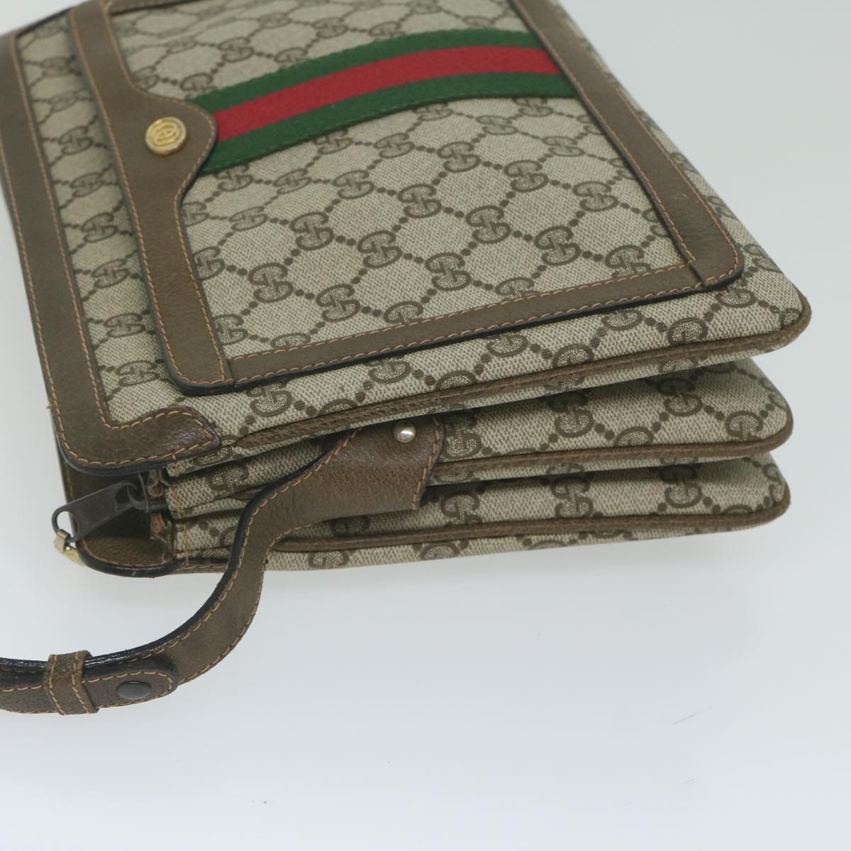 GUCCI GG Supreme Web Sherry Line Shoulder Bag Beige Red 010 378 yk9916