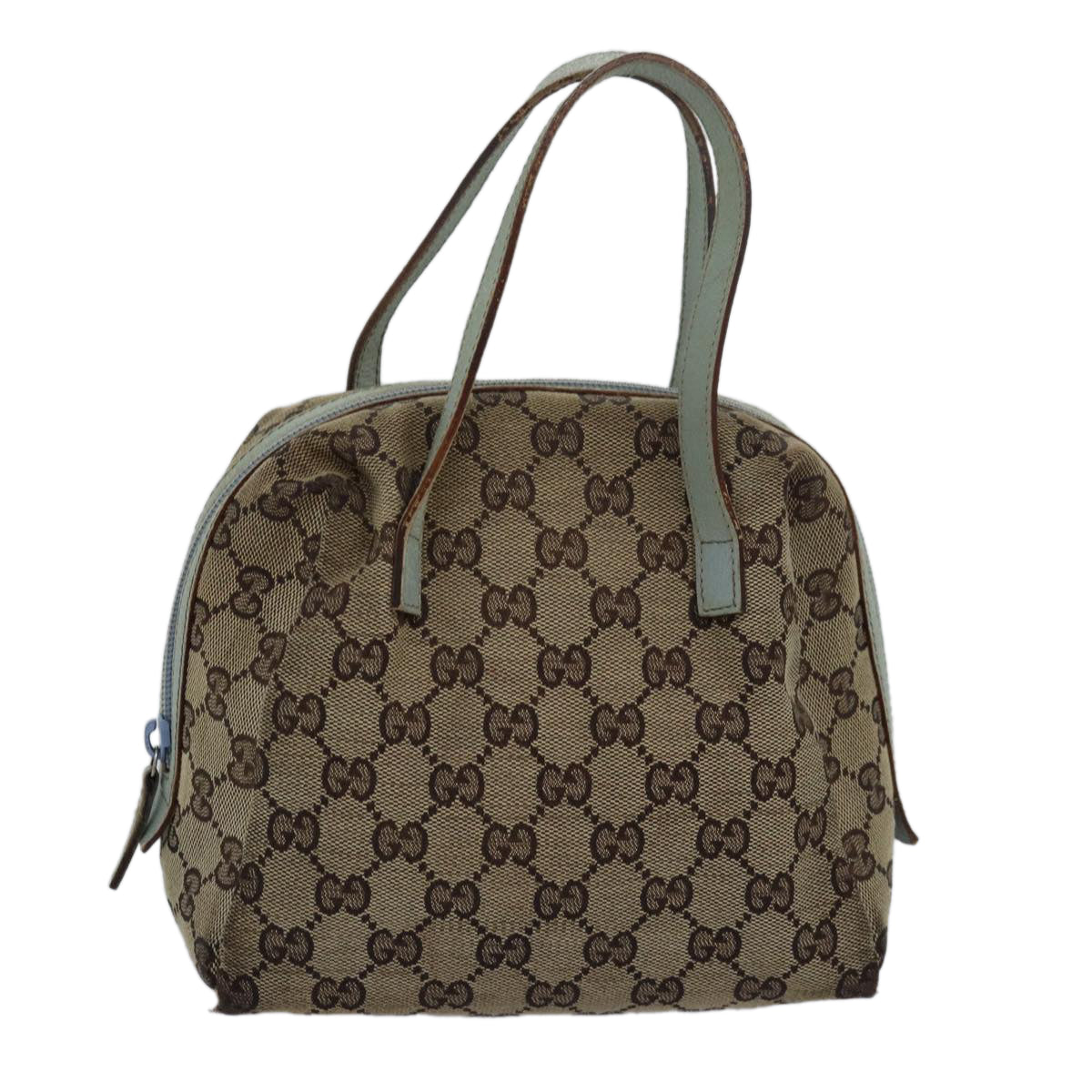 GUCCI GG Canvas Hand Bag Beige Light Blue 124542 yt1006