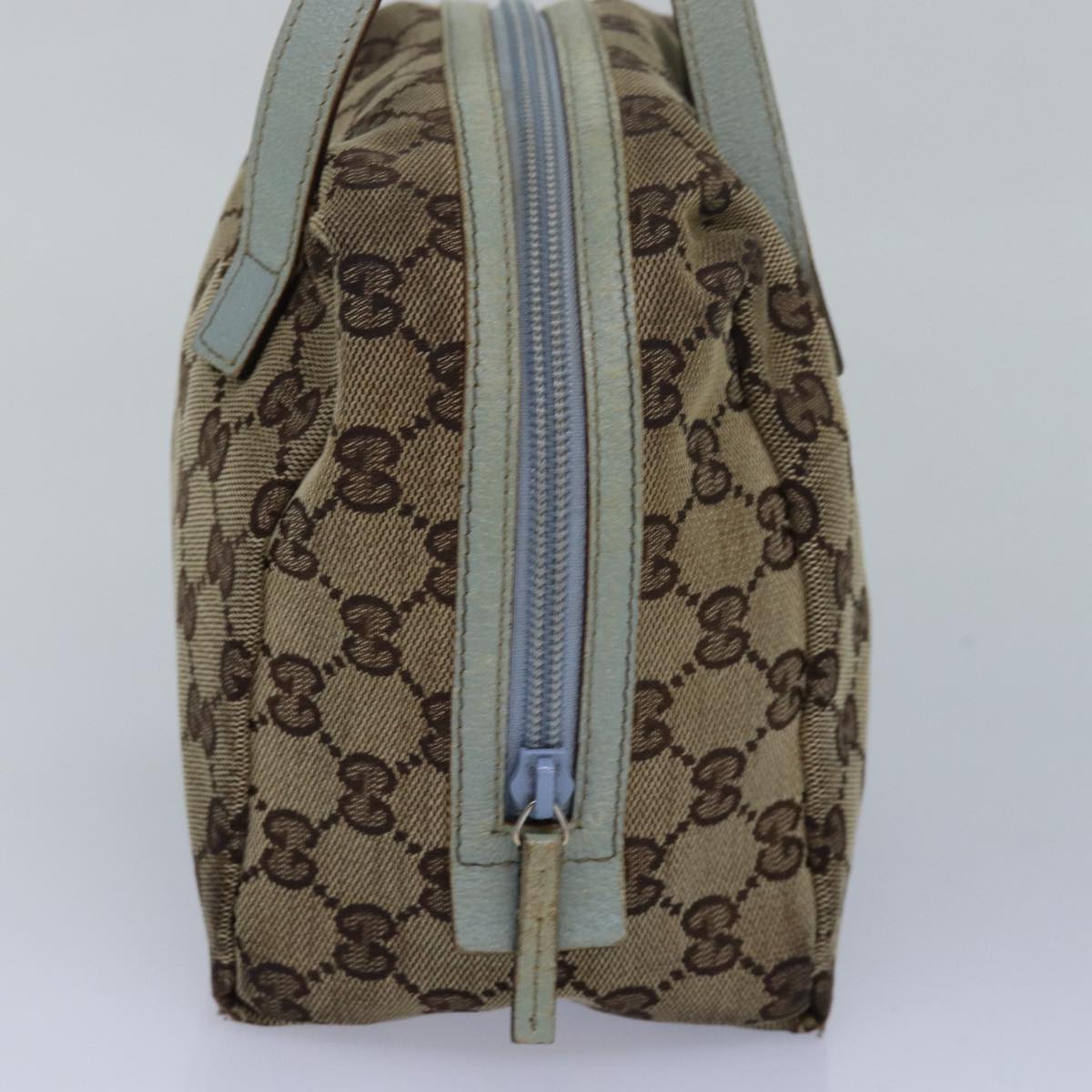 GUCCI GG Canvas Hand Bag Beige Light Blue 124542 yt1006