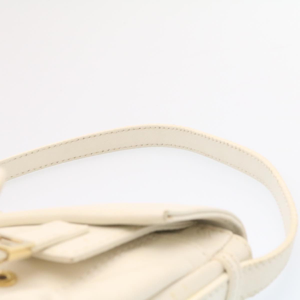 FENDI Shoulder Bag Leather White Gold yt530