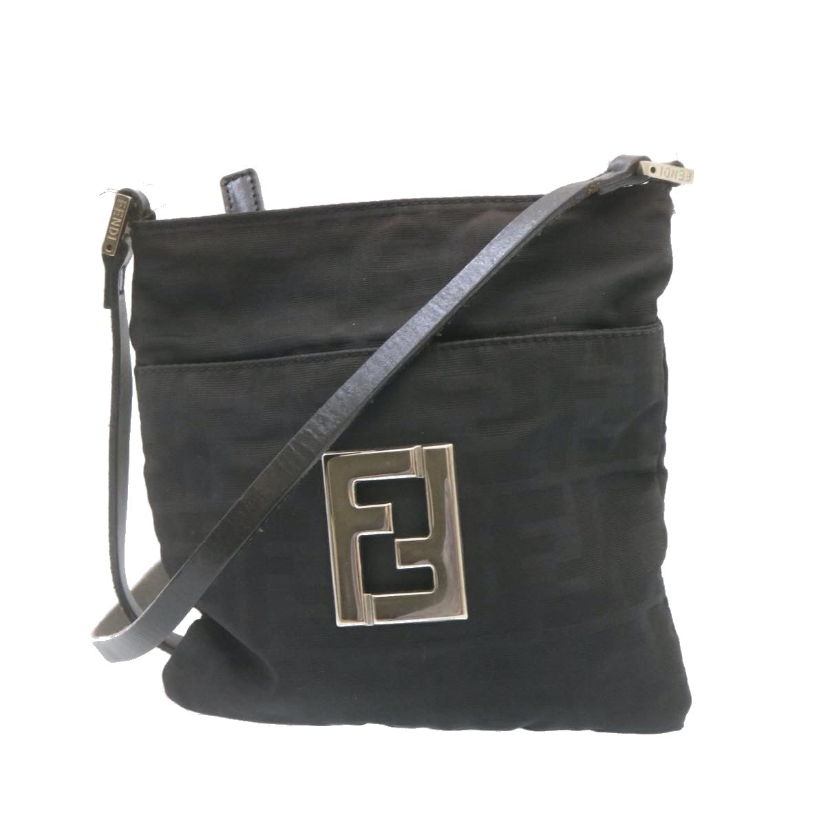 FENDI Zucca Canvas Shoulder Bag Nylon Black yt532