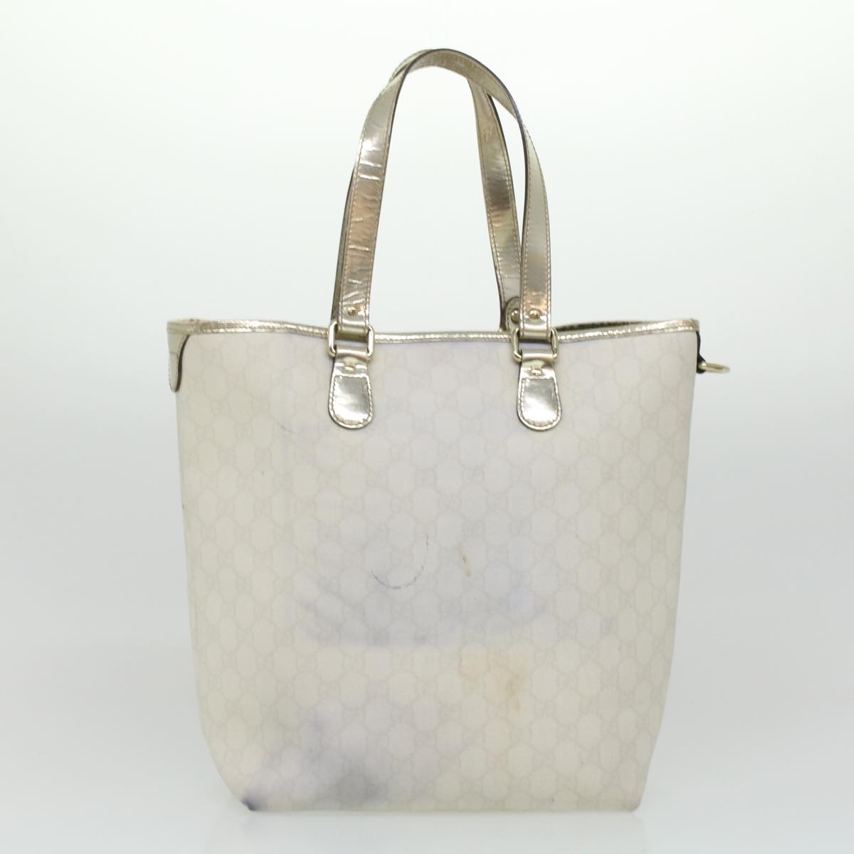 GUCCI GG Canvas Shoulder Tote Bag PVC Leather 2Set White Navy Red yt962