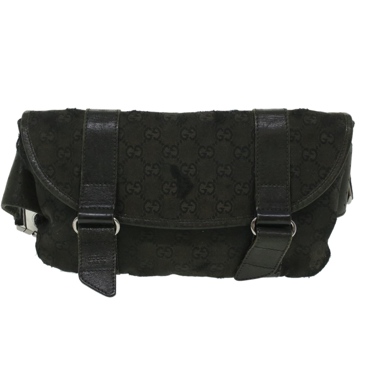 GUCCI GG Canvas Waist Bag Black 145851 200905 yt968