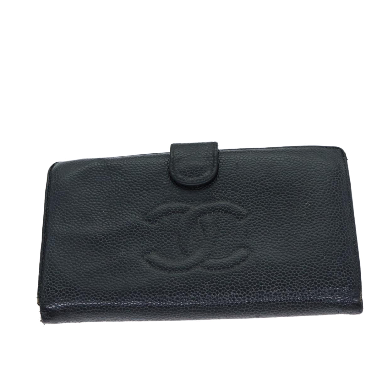 CHANEL COCO Mark Wallet Caviar Skin Black CC yt993