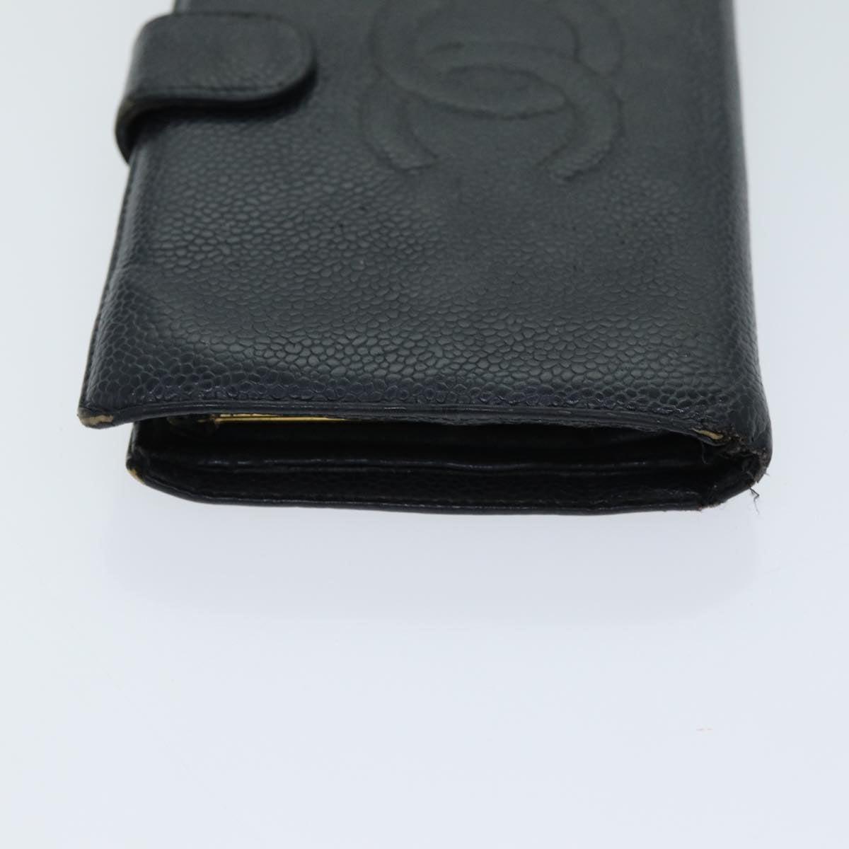 CHANEL COCO Mark Wallet Caviar Skin Black CC yt993