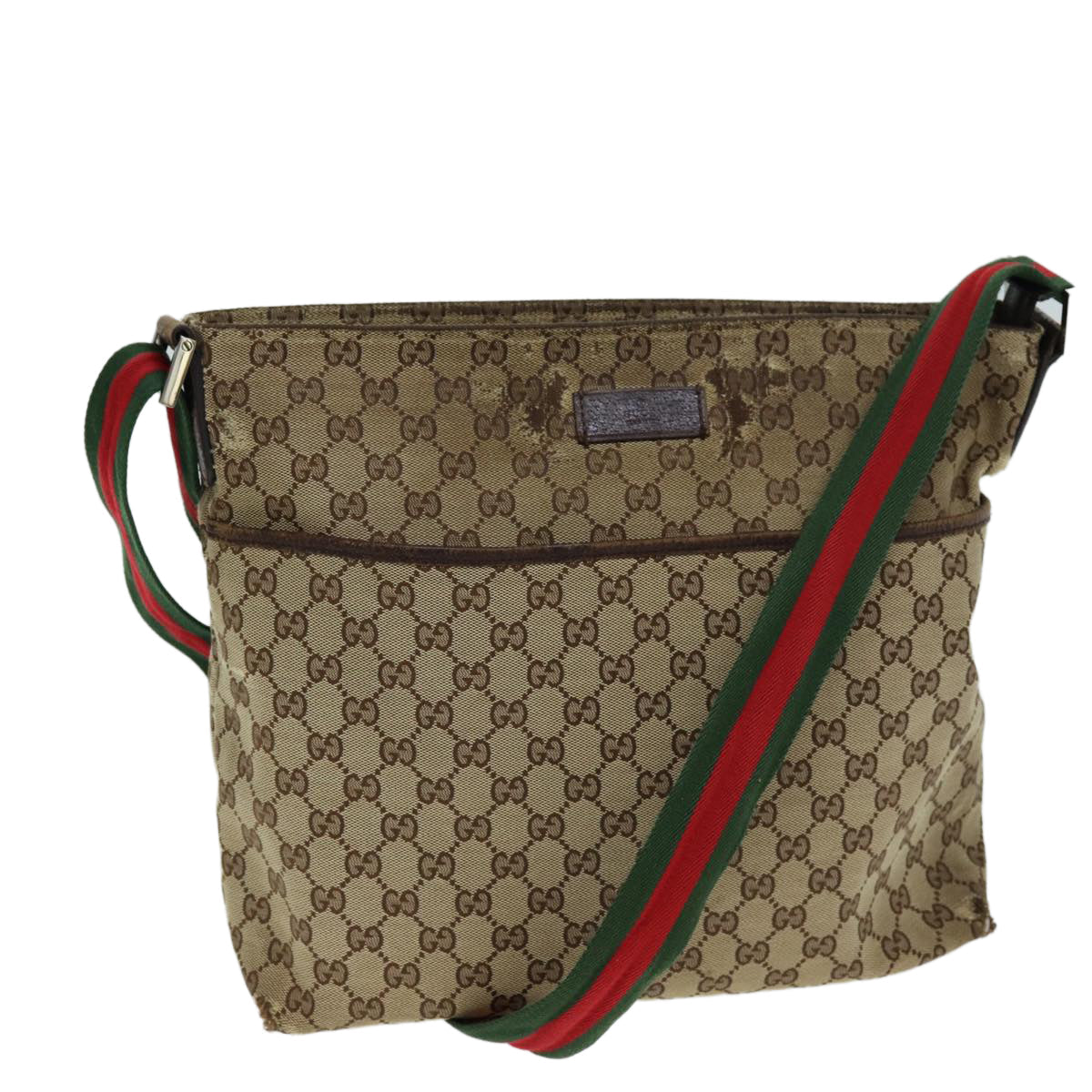 GUCCI Web Sherry Line GG Canvas Shoulder Bag Red Beige Green 189751 yt998