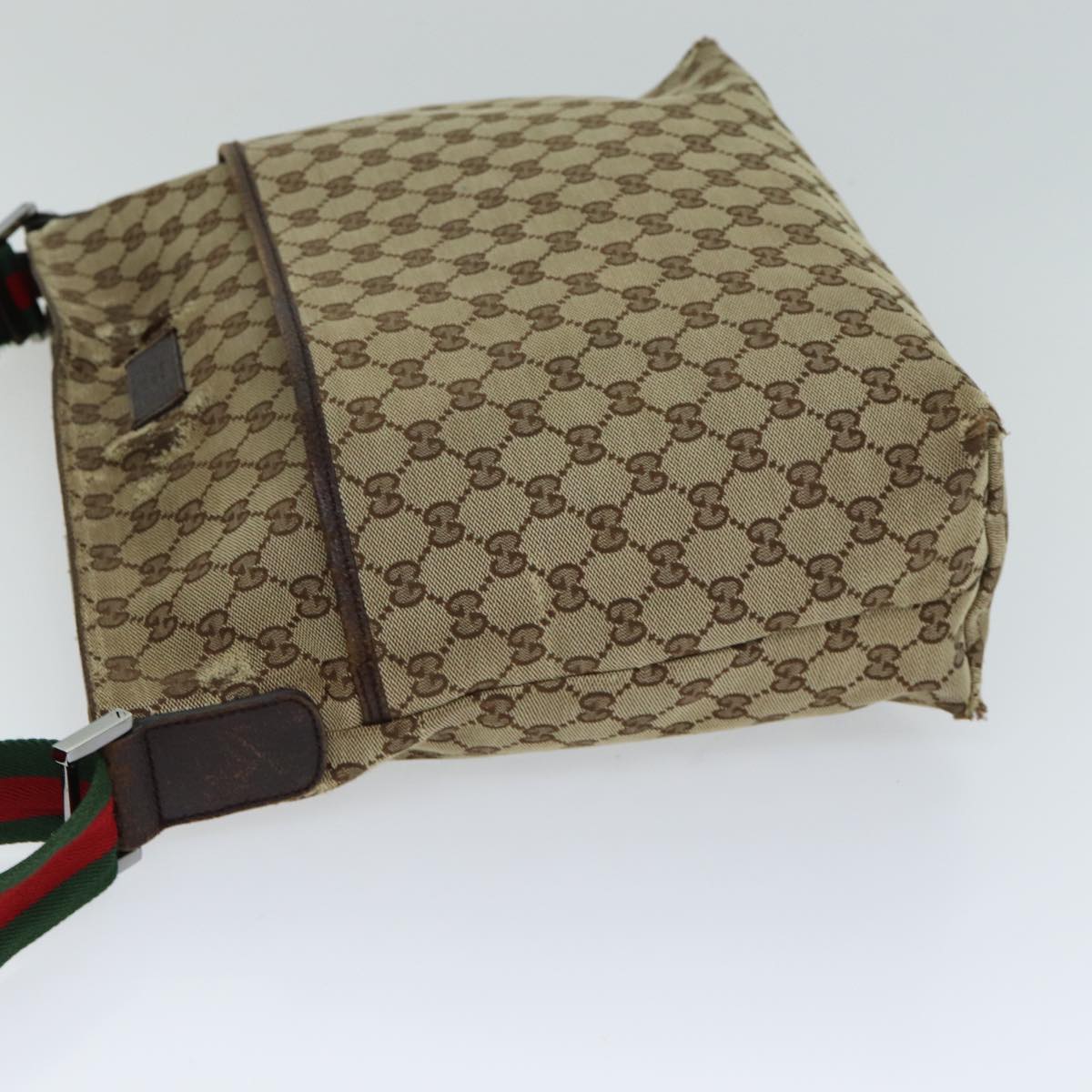 GUCCI Web Sherry Line GG Canvas Shoulder Bag Red Beige Green 189751 yt998